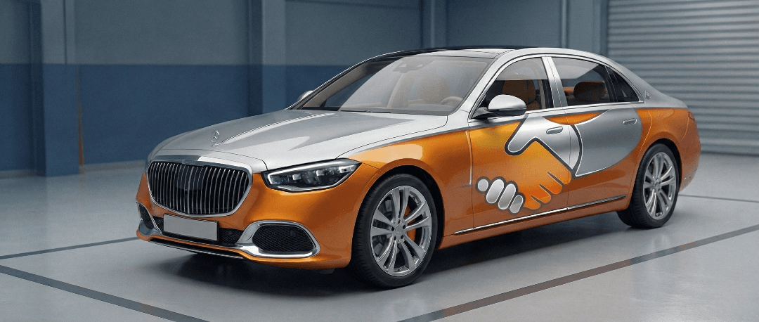 Car mechanic service bay with premium car